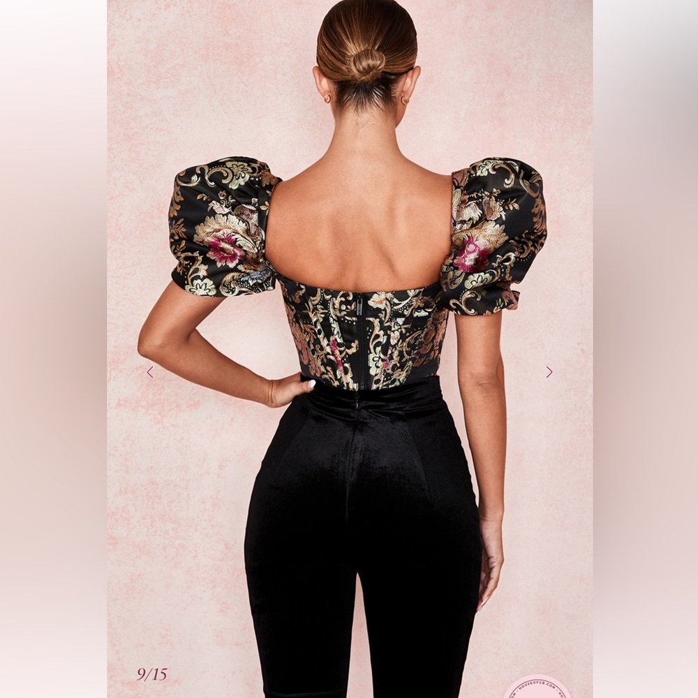 House of CB ISABELLA Brocade Jacquard Puff Sleeve Bustier - Picture 5 of 13